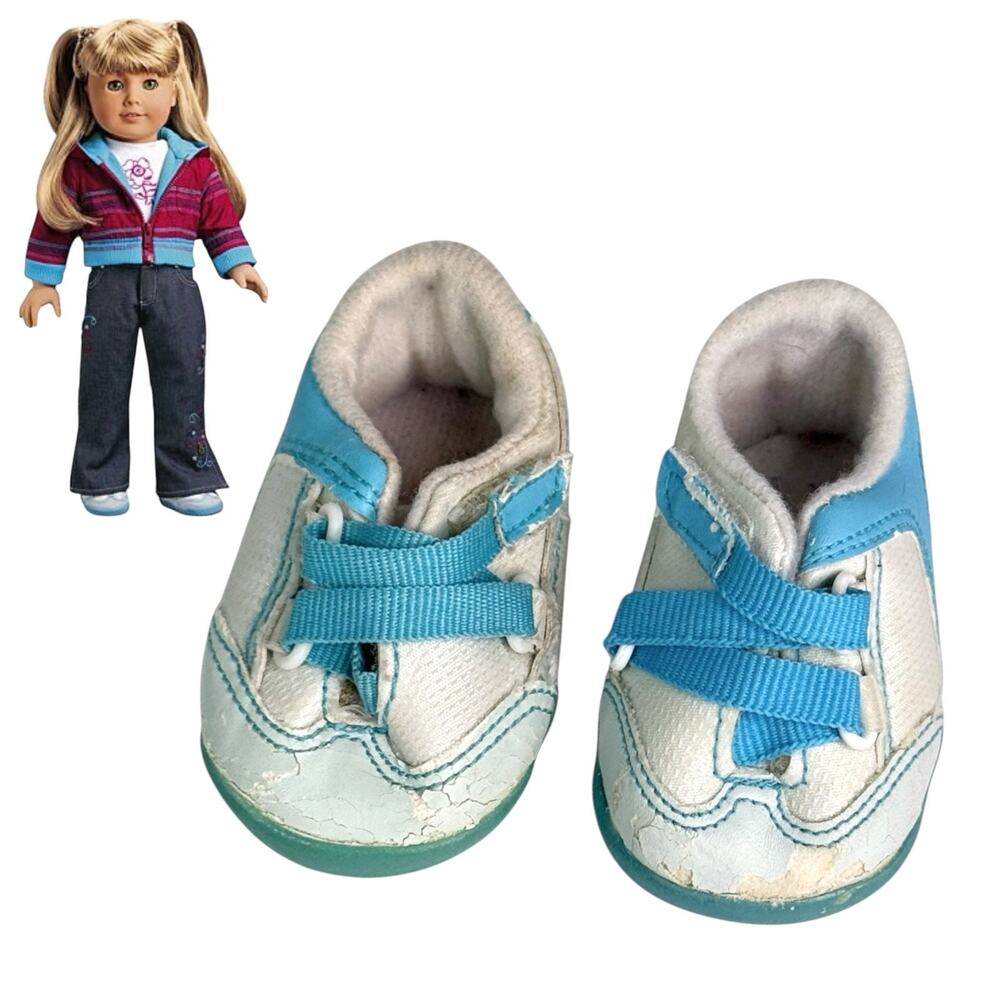 American Girl Doll Shoes Ready For Fun Meet Outfit Sneakers Blue White TLC 1